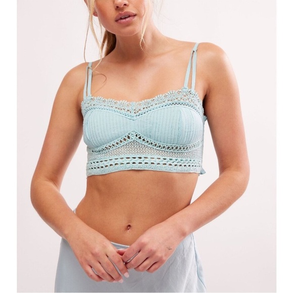 Free People Tallulah Bralette in Aqua-esque Blue Sizes SM & M $48 Retail NWT - Picture 5 of 12